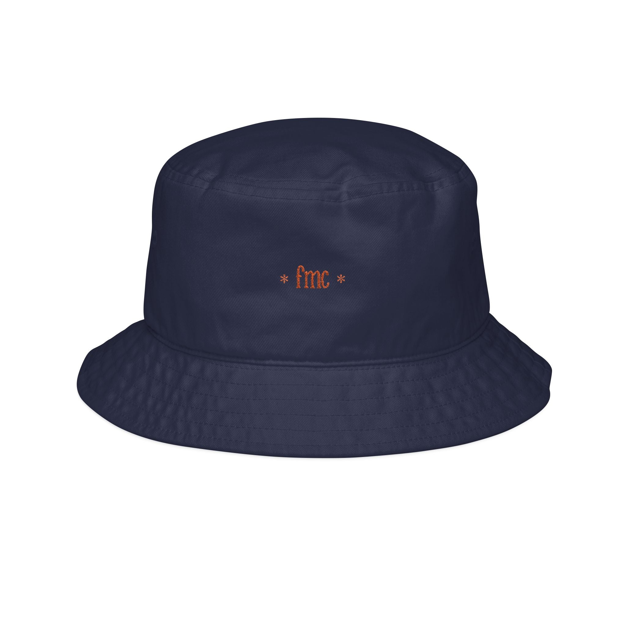 Embroidered Floral 'Love' Bucket Hat — Navy Cotton Sun Hat