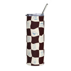 coffee checkered stainless steel tumbler