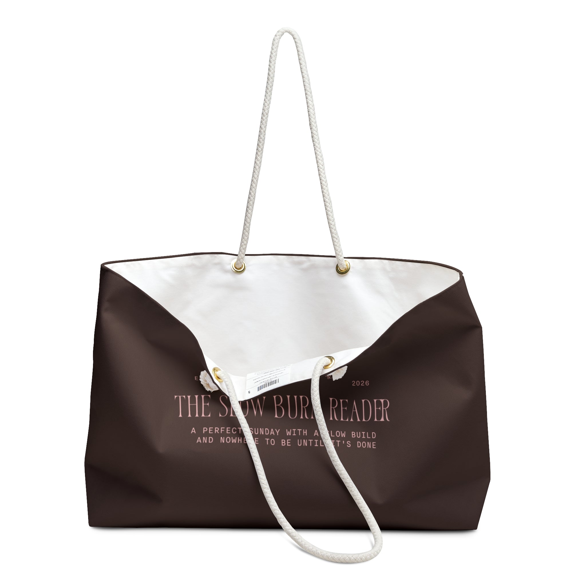 "the slow burn reader" weekender bag