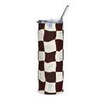 coffee checkered stainless steel tumbler