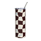 coffee checkered stainless steel tumbler