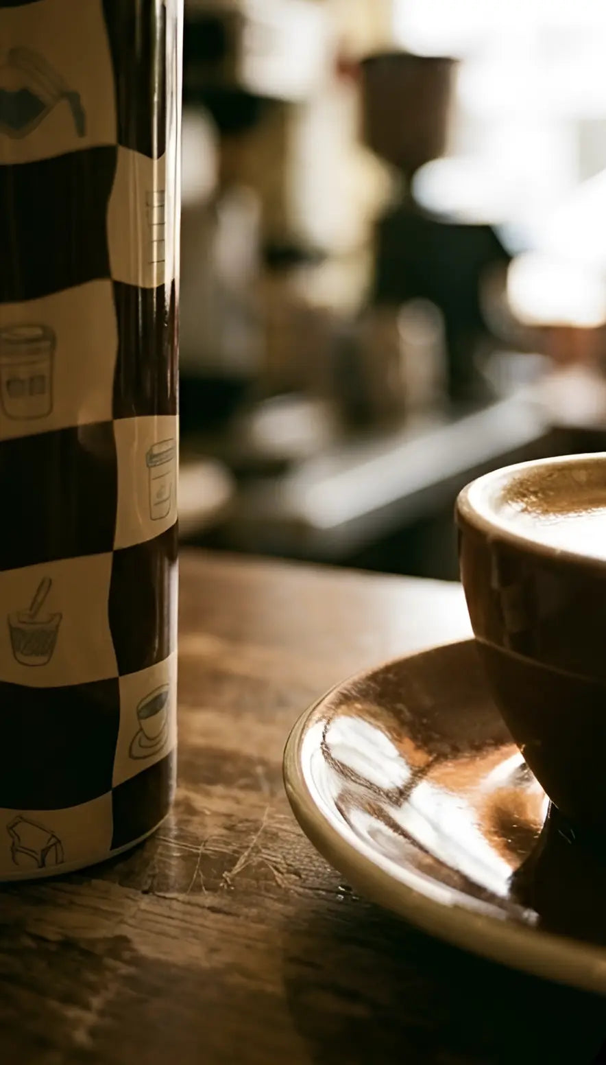 coffee checkered stainless steel tumbler