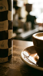 coffee checkered stainless steel tumbler