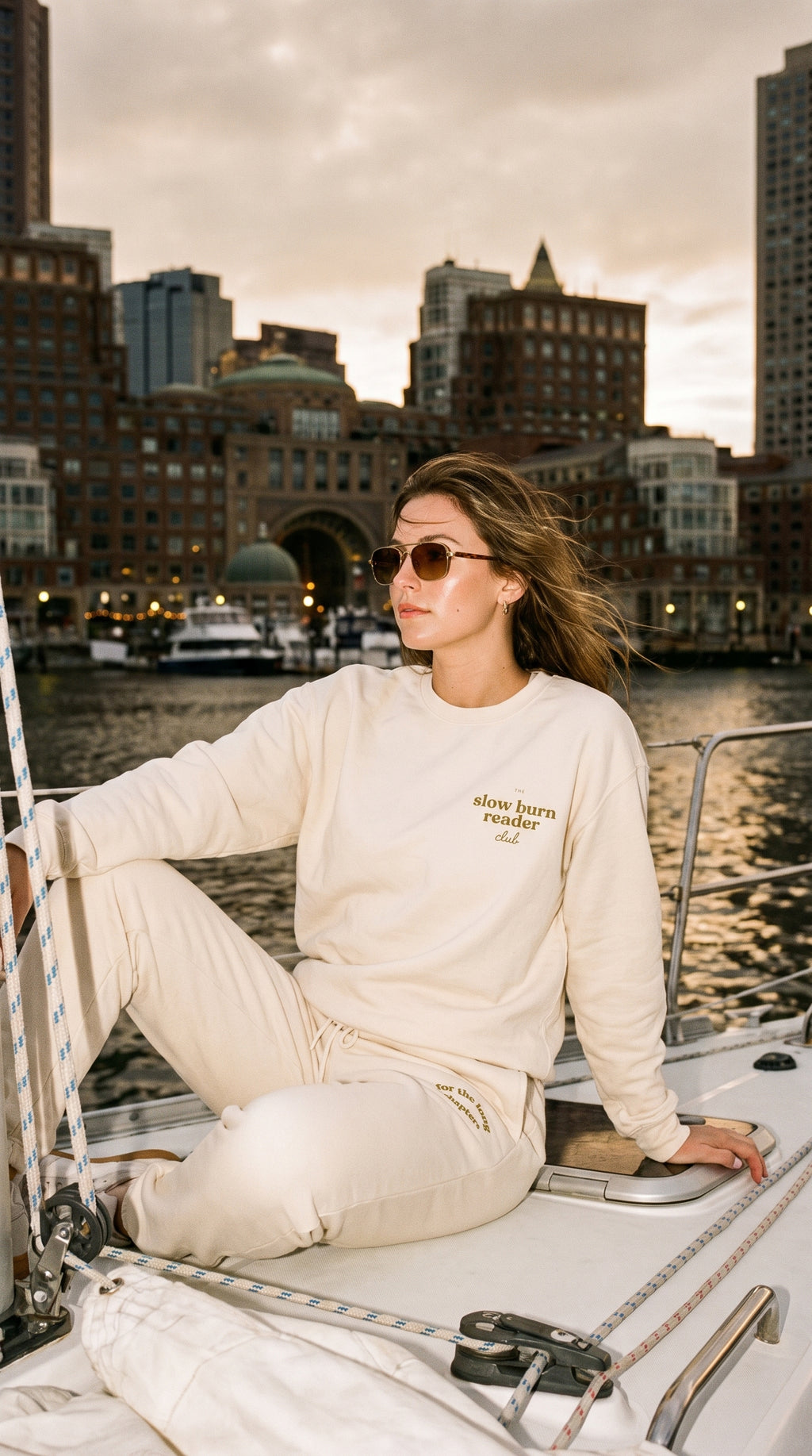 The Slow Burn Reader Club crewneck sweatshirt — ivory