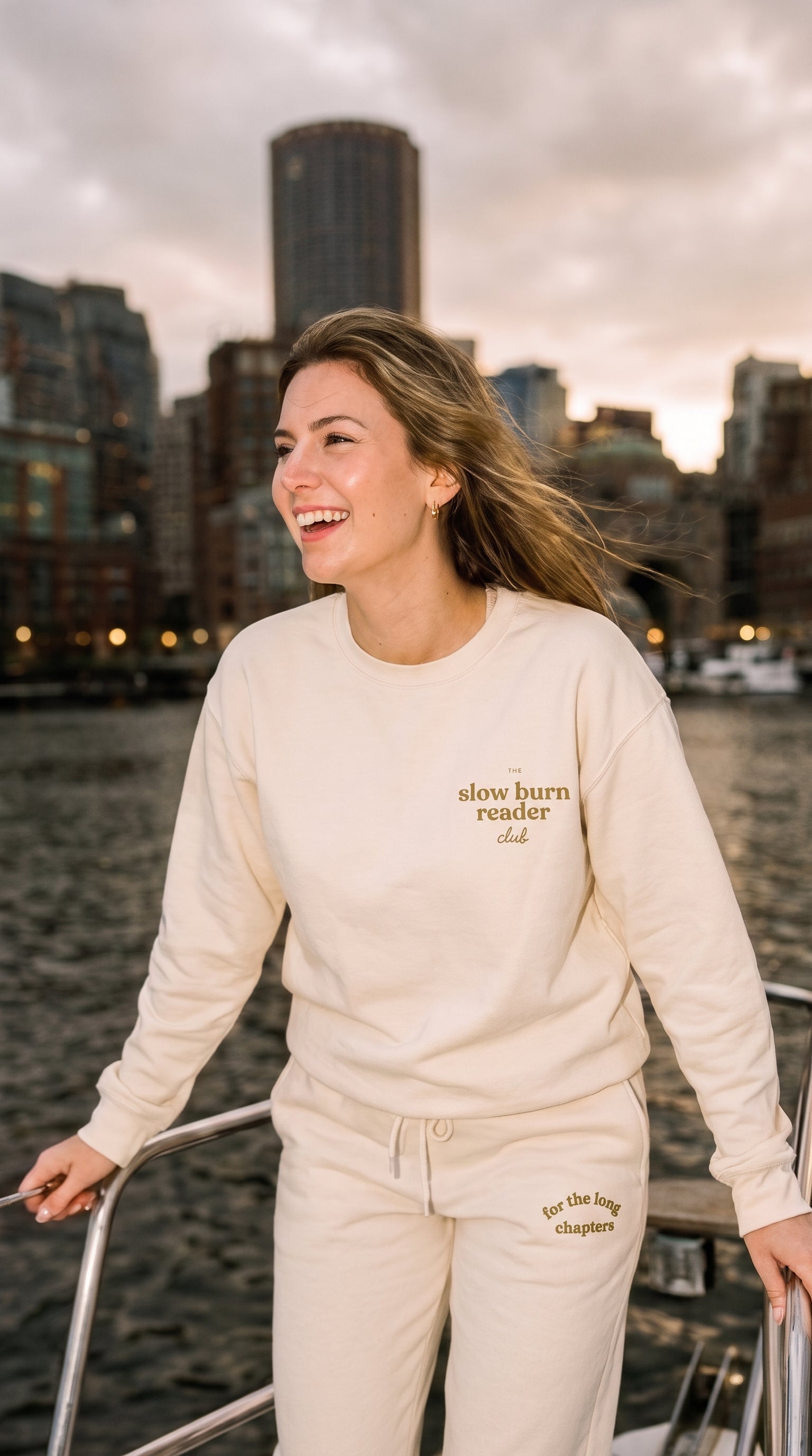 The Slow Burn Reader Club crewneck sweatshirt — ivory