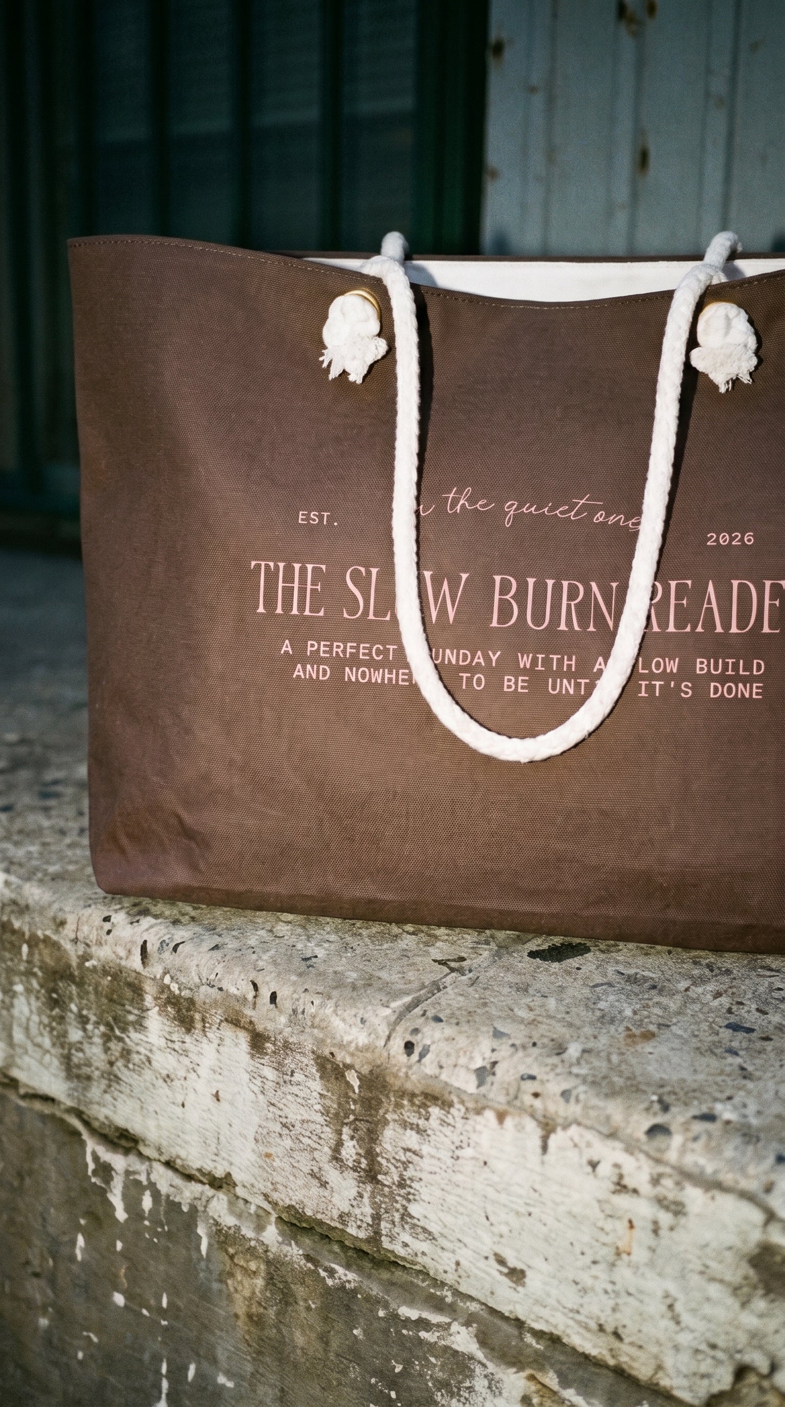 "the slow burn reader" weekender bag