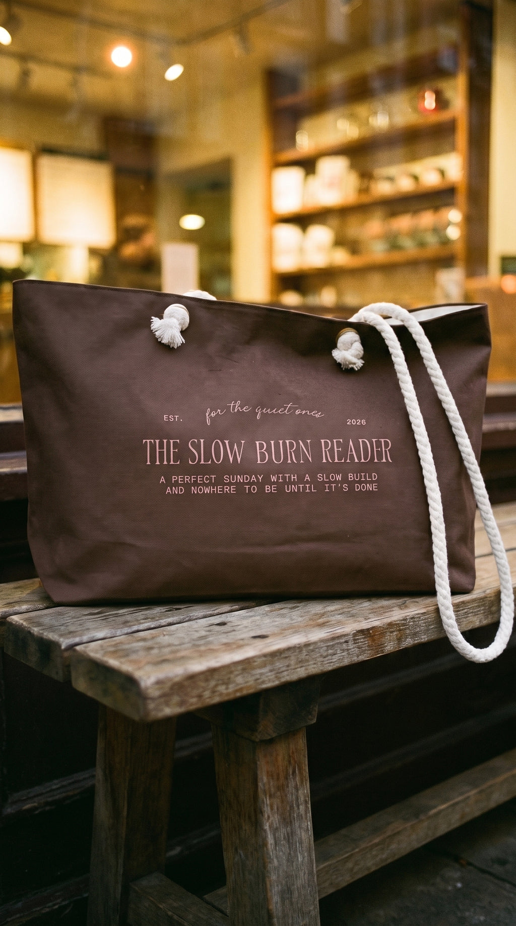 "the slow burn reader" weekender bag