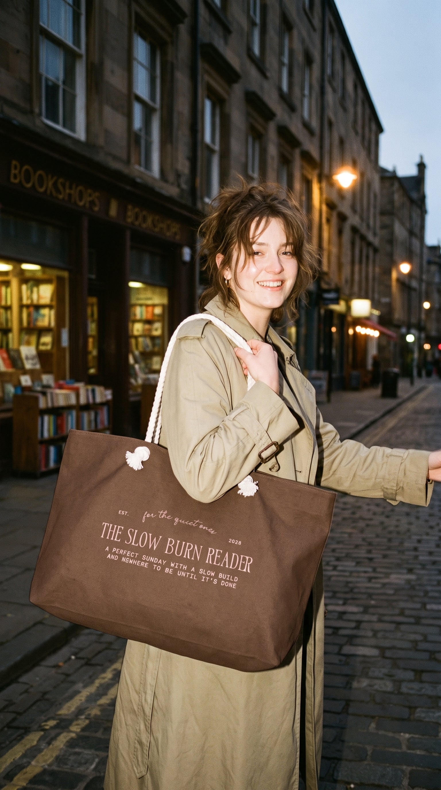 "the slow burn reader" weekender bag