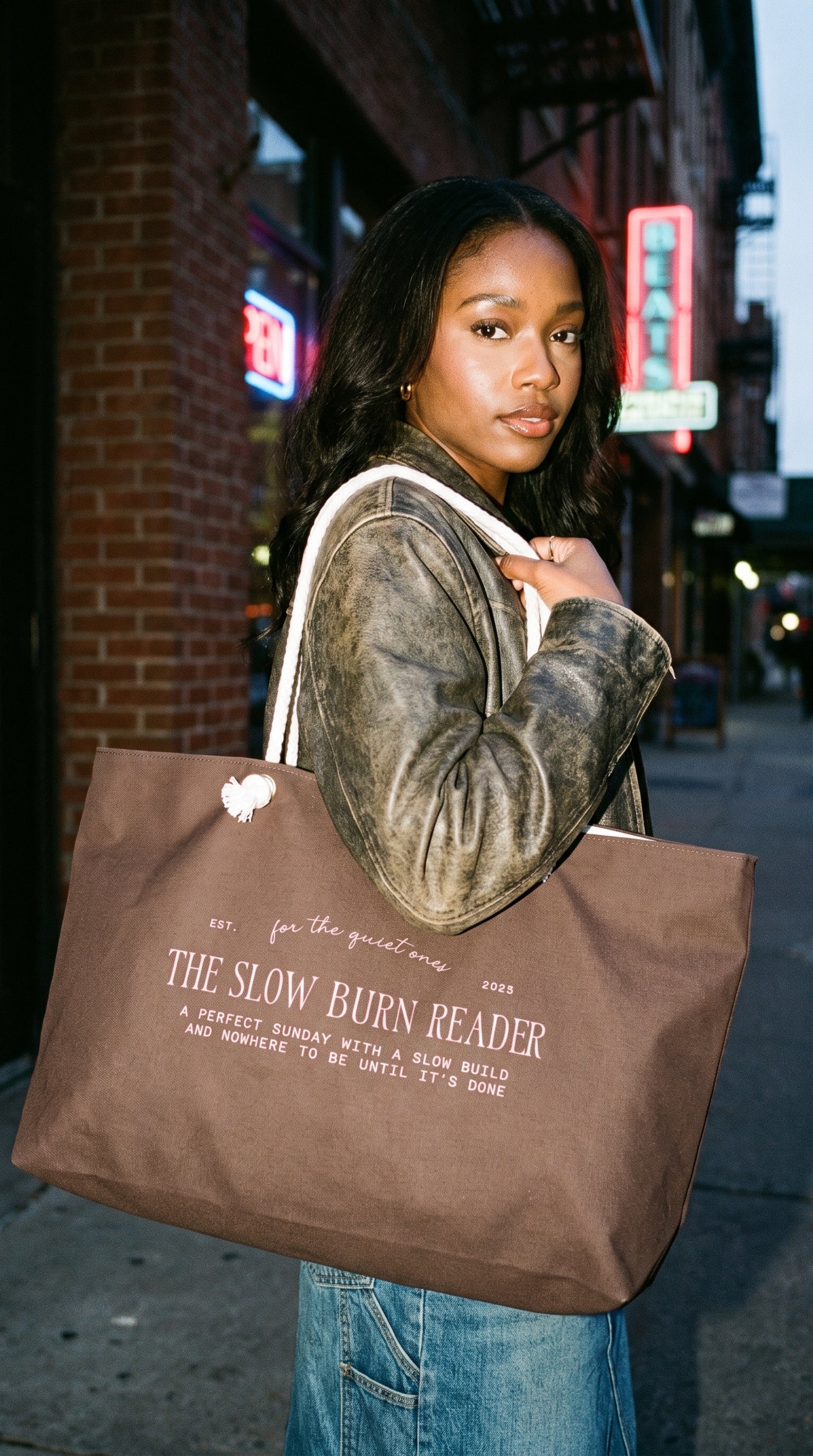 "the slow burn reader" weekender bag