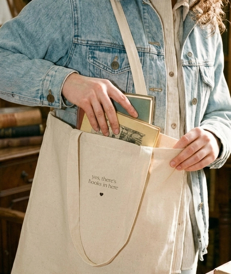 'yes, there's books in here' canvas tote bag
