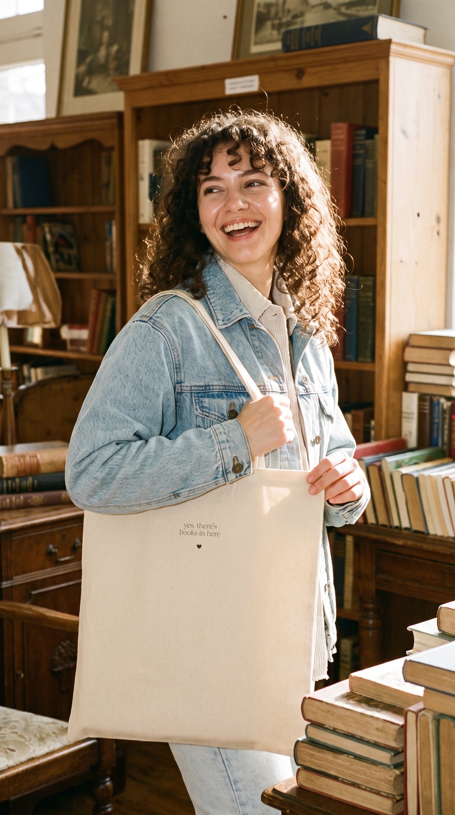 'yes, there's books in here' canvas tote bag