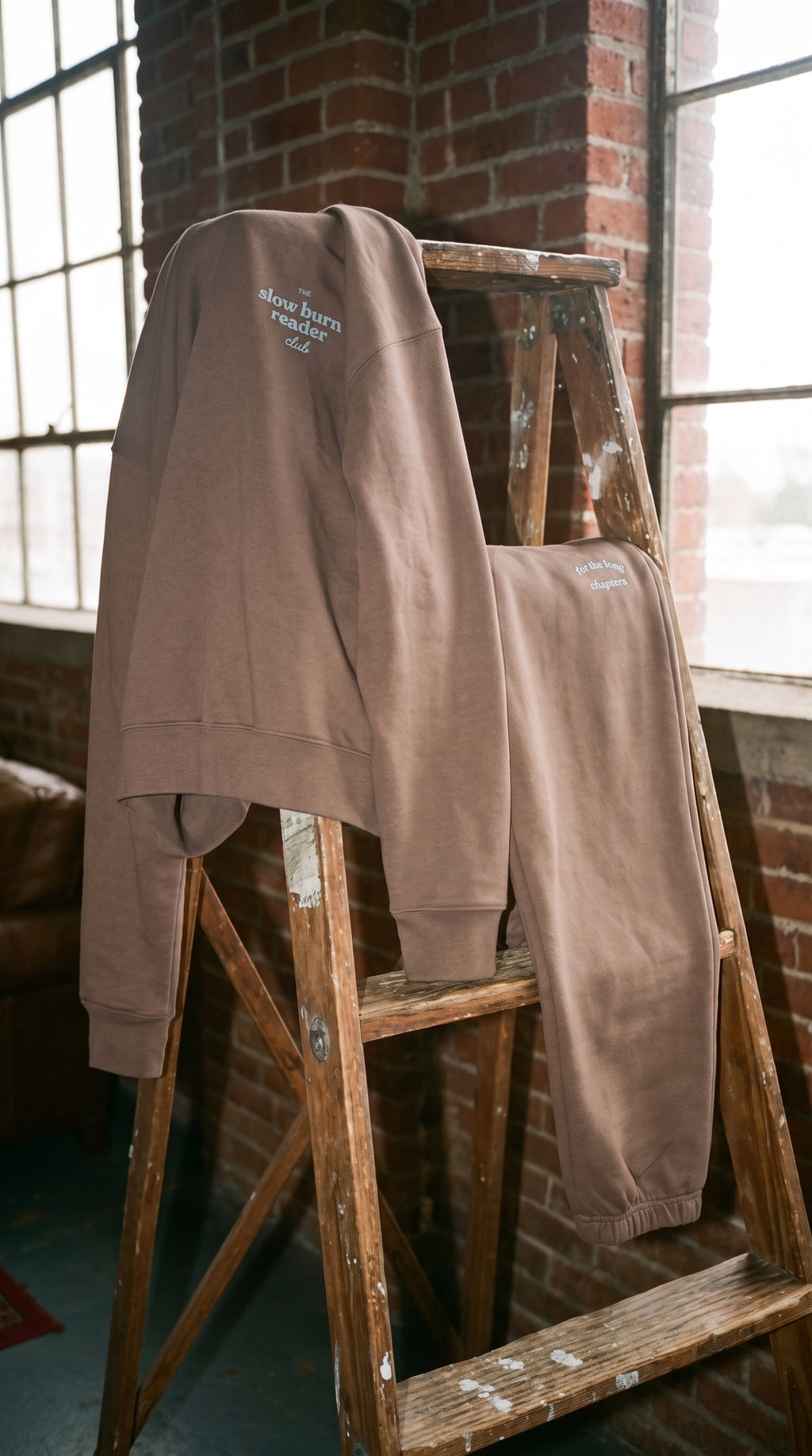 The Slow Burn Reader Club crewneck sweatshirt — espresso